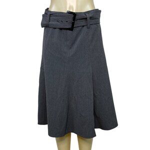 Grace Elements Women's Gray A-Line Midi Skirt With Belt Sz 6